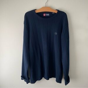 Chaps Crewneck Knit Pullover Sweater Jumper Navy Blue Acadamia Preppy Mens XL